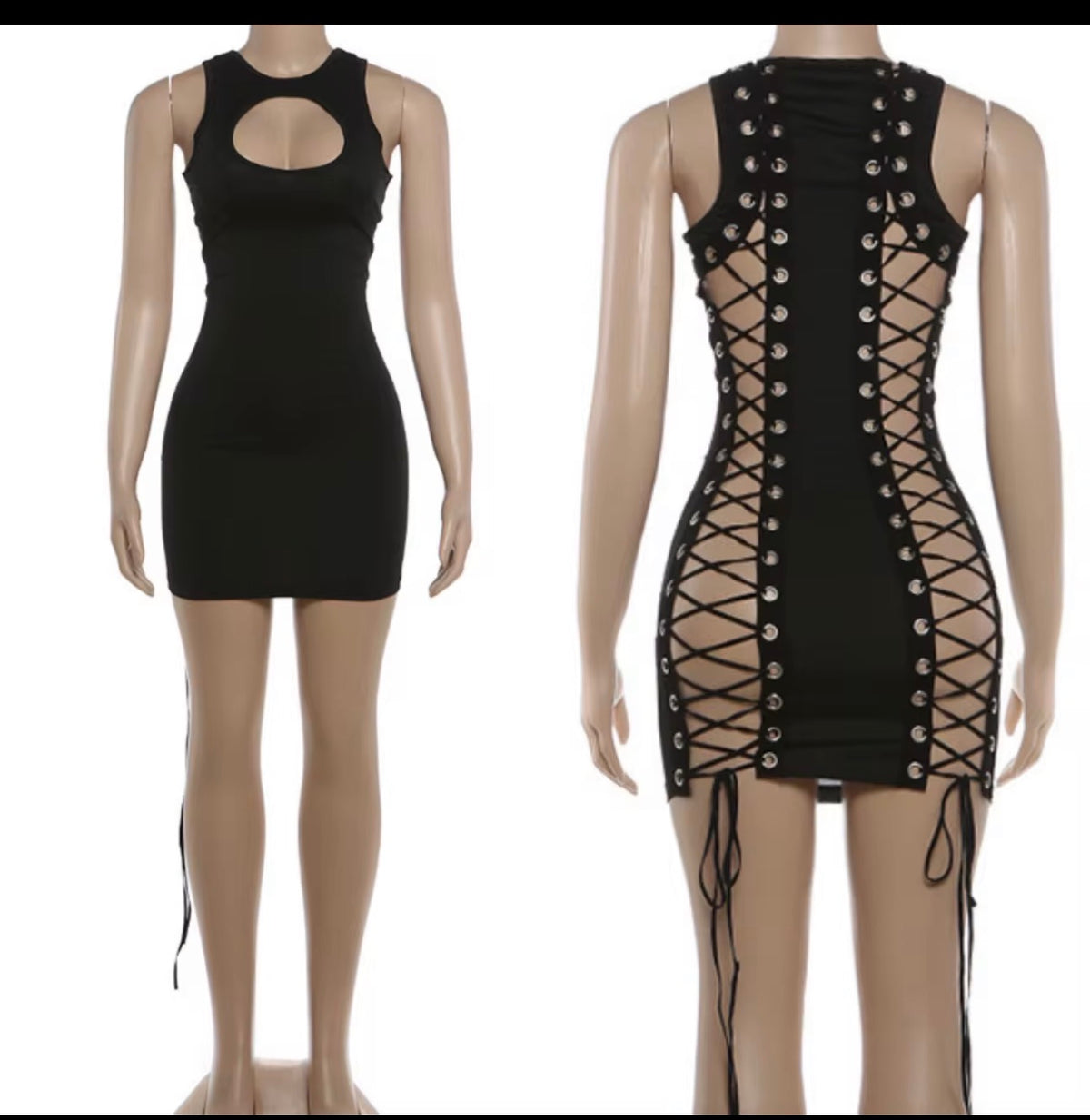 Rebel Heart Lace-Up Bodycon Mini Dress