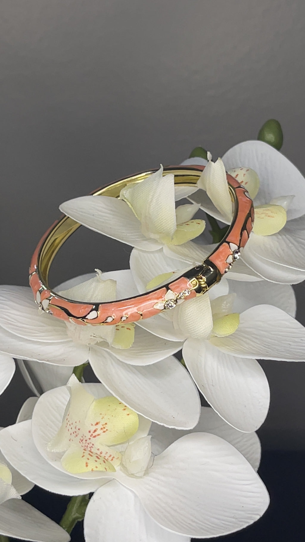 Coral Blossom Crystal Bangle