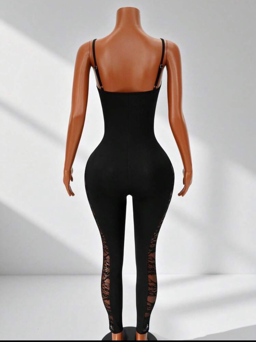 Noir Lace Patchwork Slim-Leg Jumpsuit