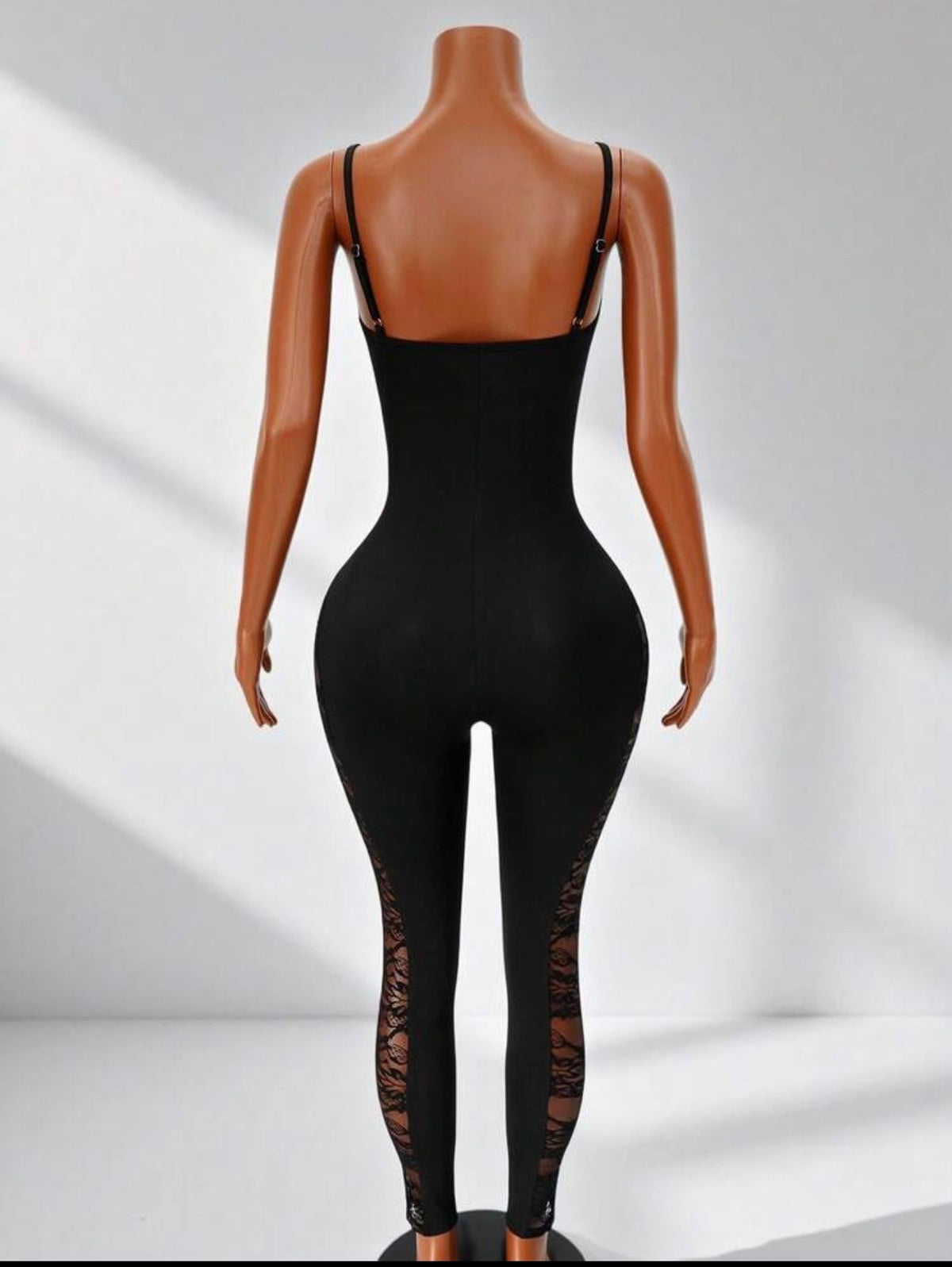 Noir Lace Patchwork Slim-Leg Jumpsuit