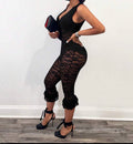After Dark Sheer Lace Deep-V Jumpsuit