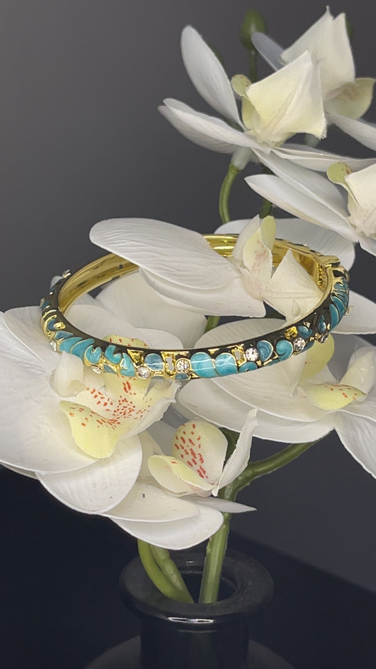 Turquoise Mosaic Crystal Bangle