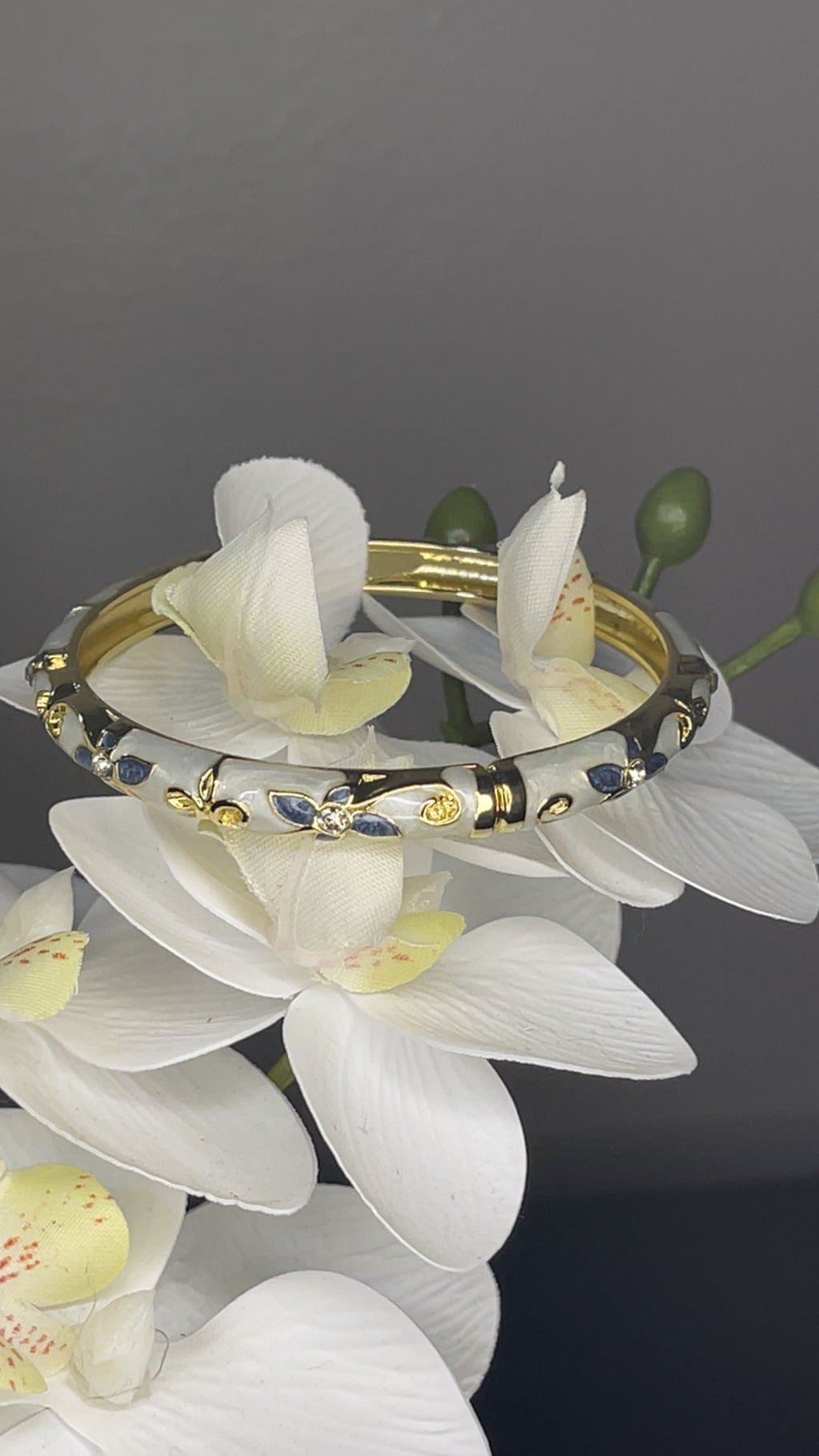 Blue Blossom Crystal Bangle