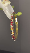 Ruby Red Crystal Hinged Bangle
