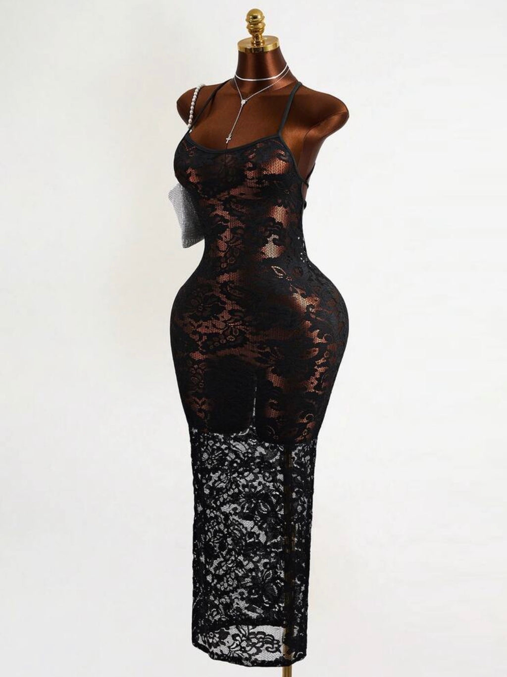 Velvet Nights Lace-Up Back Midi Dress