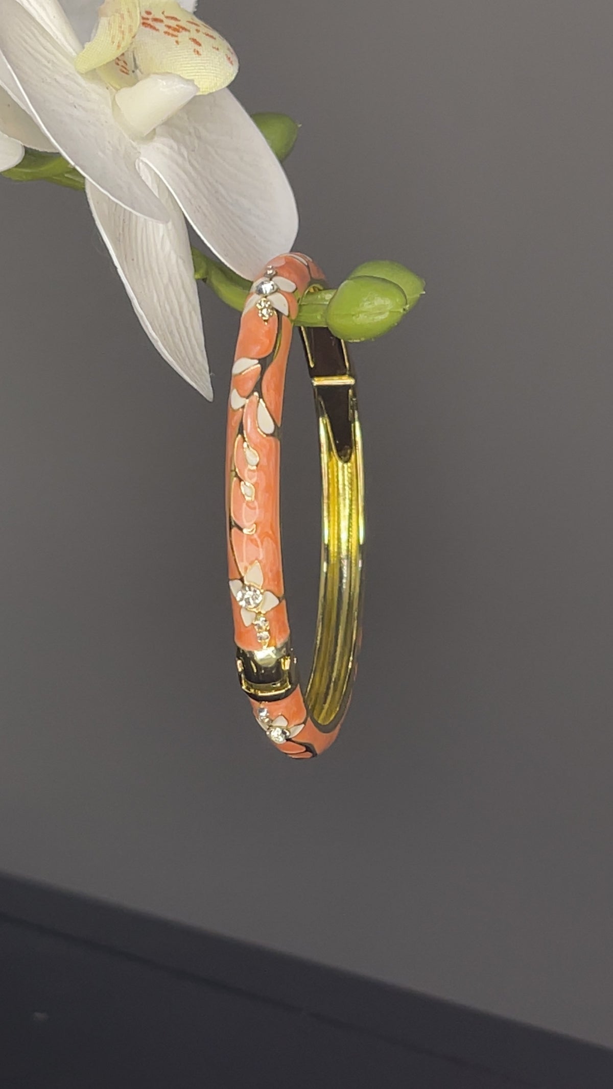 Coral Blossom Crystal Bangle