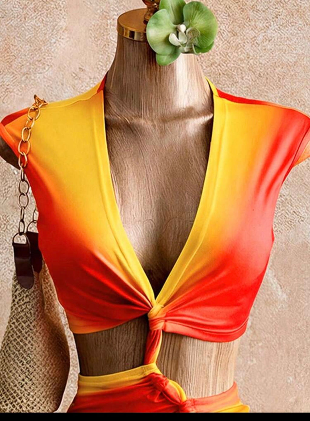 Sunset Ombre Cutout-Waist Bodycon Dress