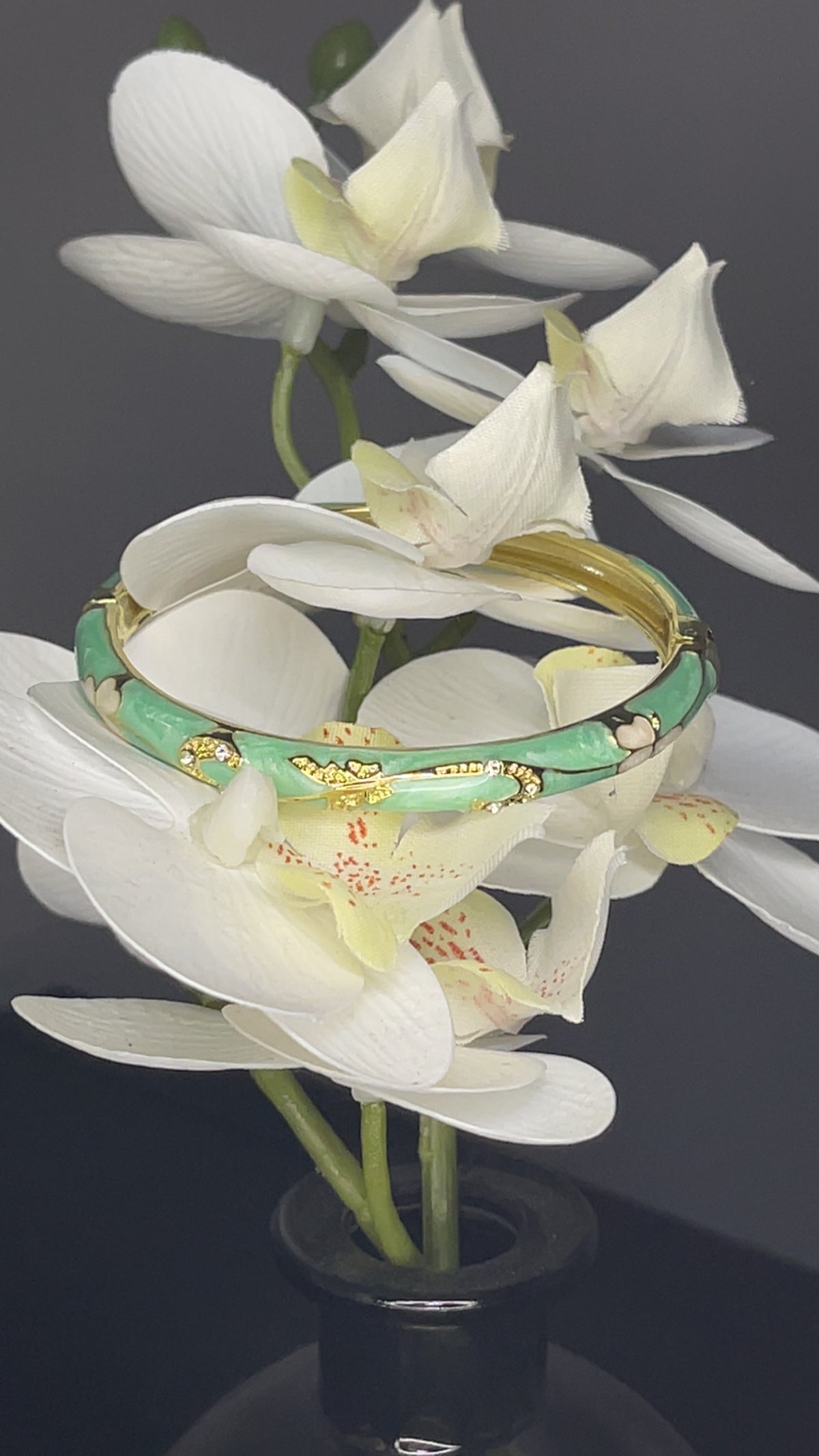 Mint Green Floral Crystal Bangle