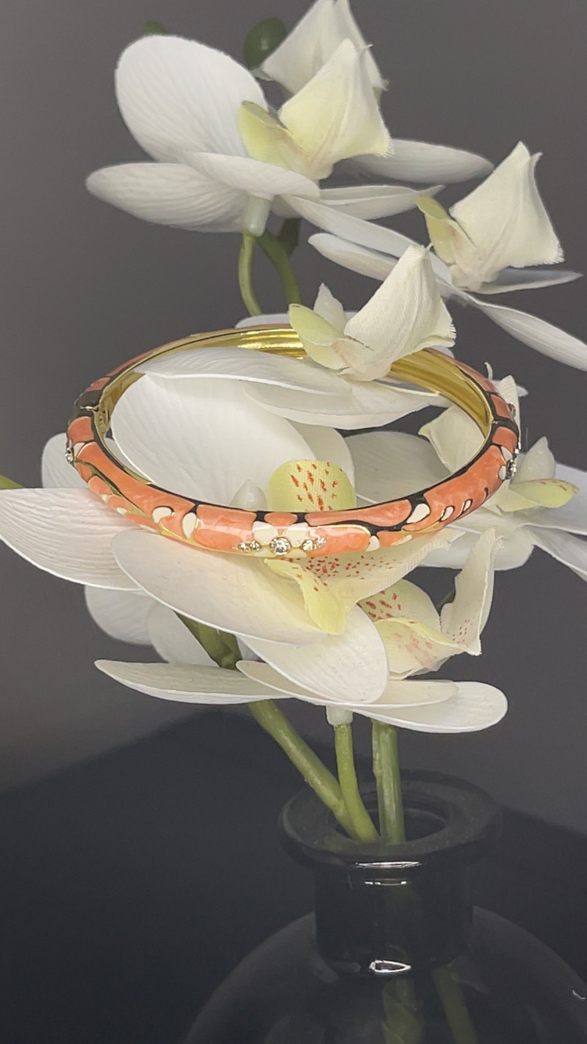 Coral Blossom Crystal Bangle