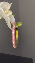 Pink Floral Enamel Crystal Bangle