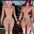 Leopard print crop jacket shorts two piece set