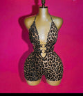 Wild Chic Leopard Halter Cut-Out Romper