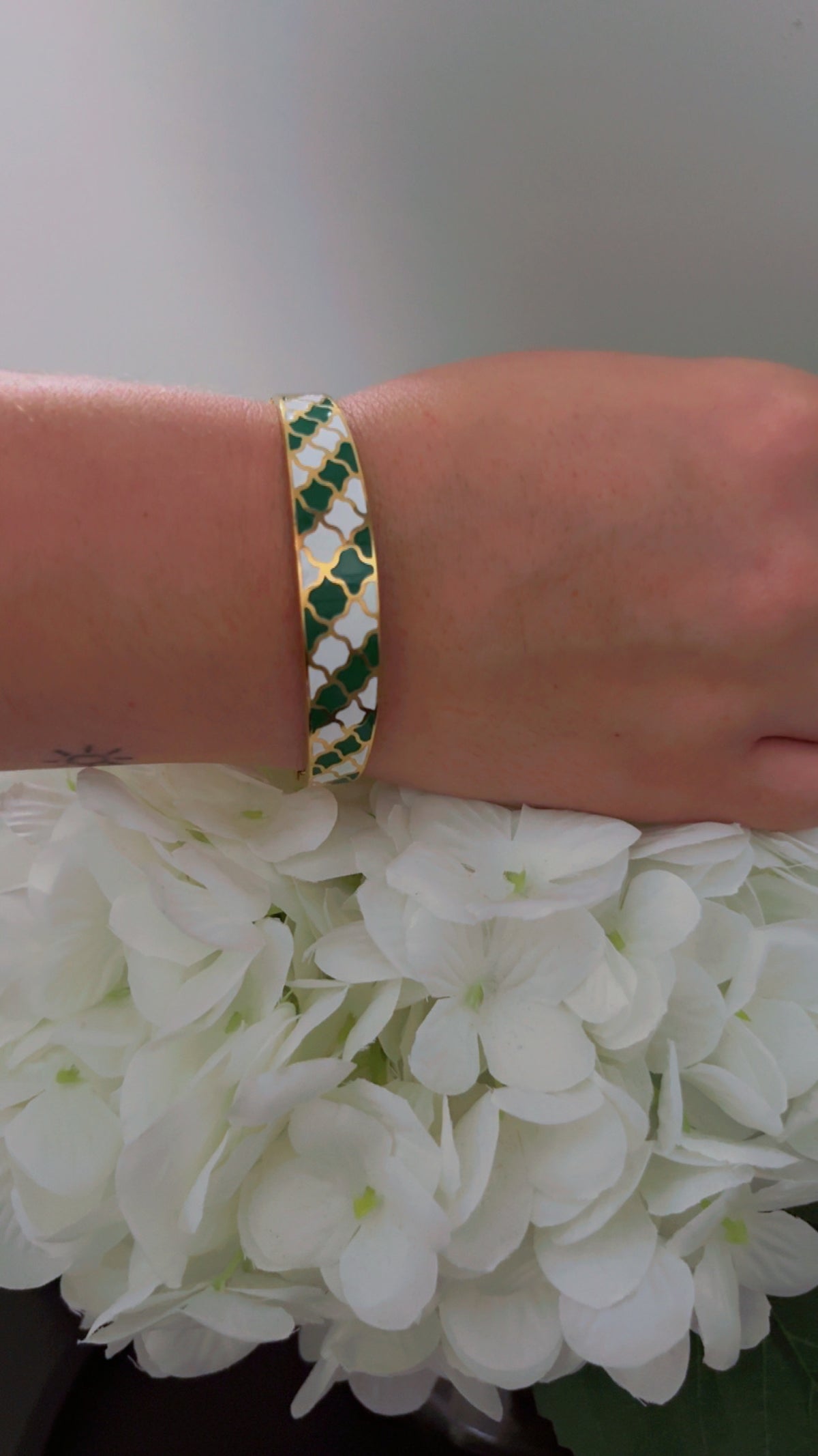 Emerald Check Enamel Bangle