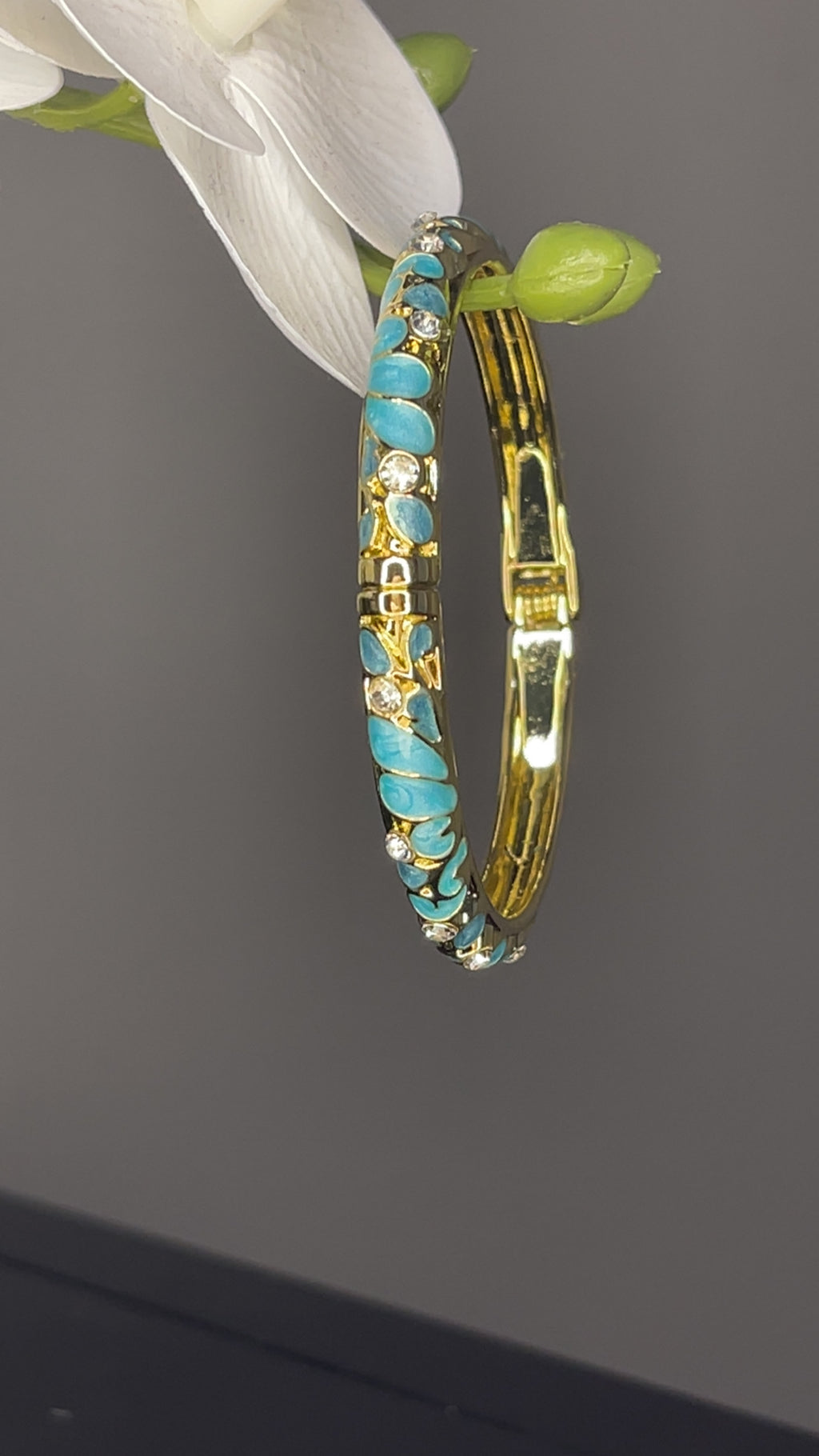 Turquoise Mosaic Crystal Bangle