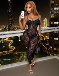 Black Diamond Illusion Lace Jumpsuit