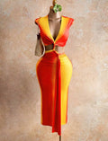 Sunset Ombre Cutout-Waist Bodycon Dress