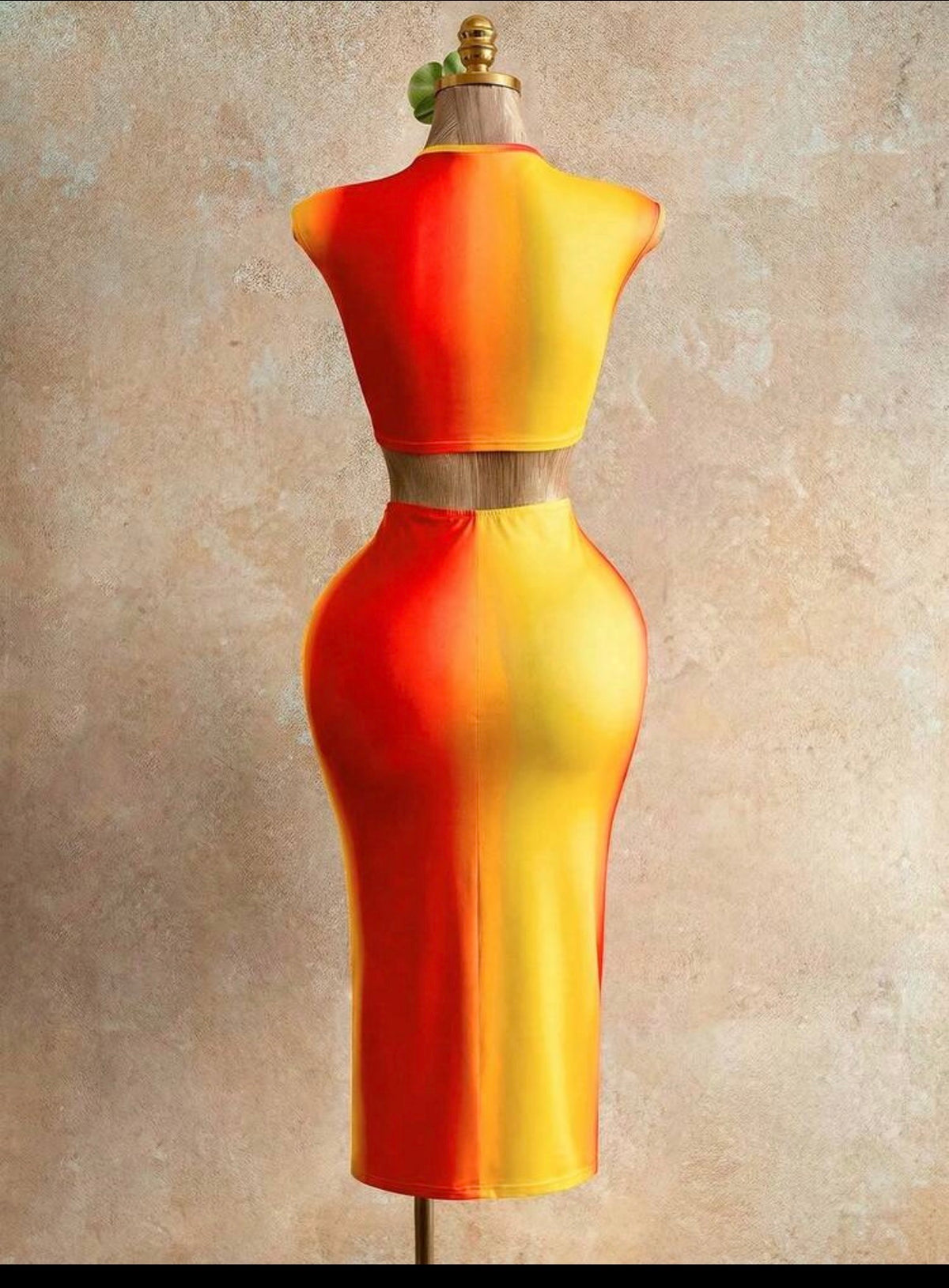 Sunset Ombre Cutout-Waist Bodycon Dress