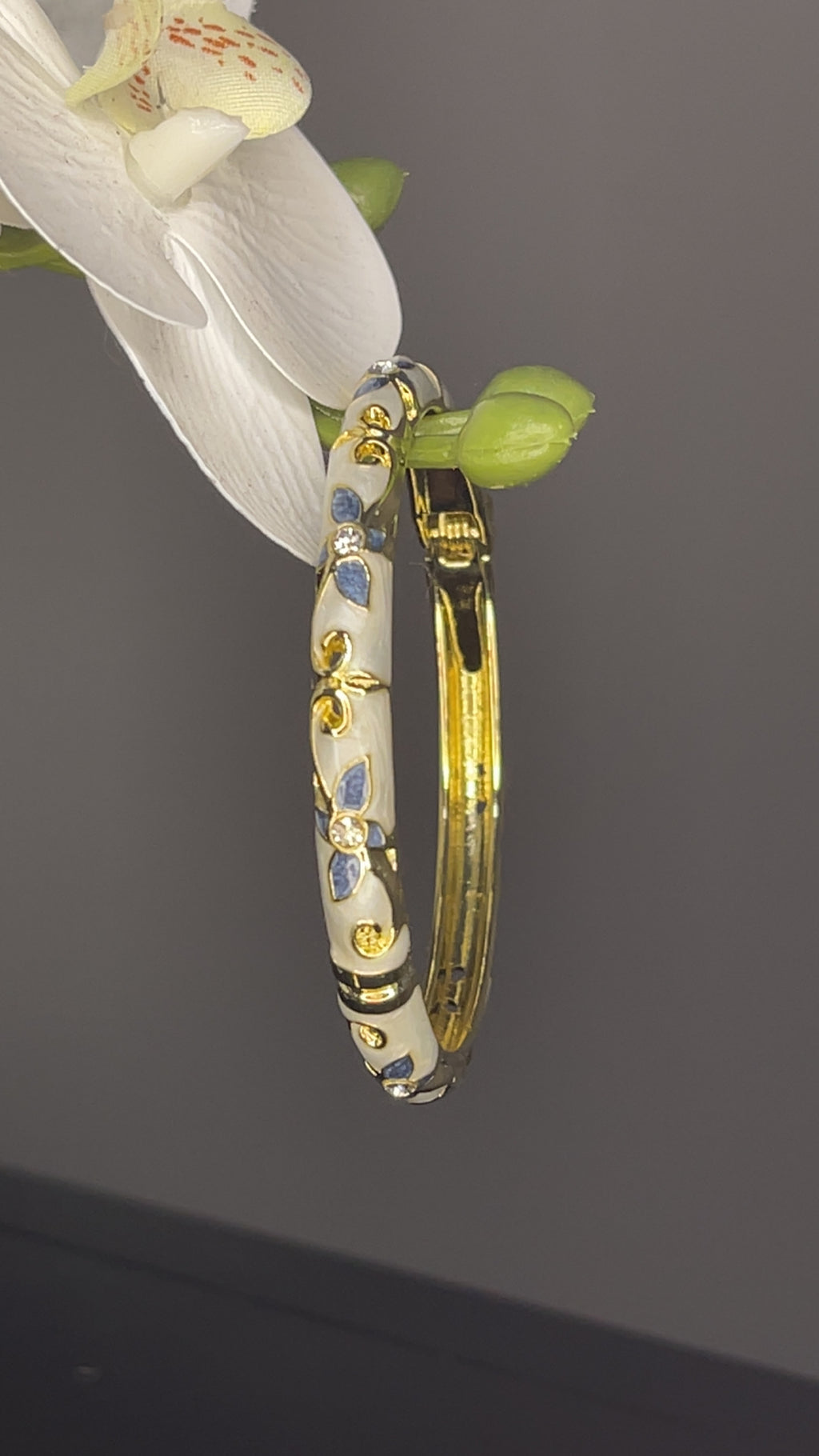 Blue Blossom Crystal Bangle