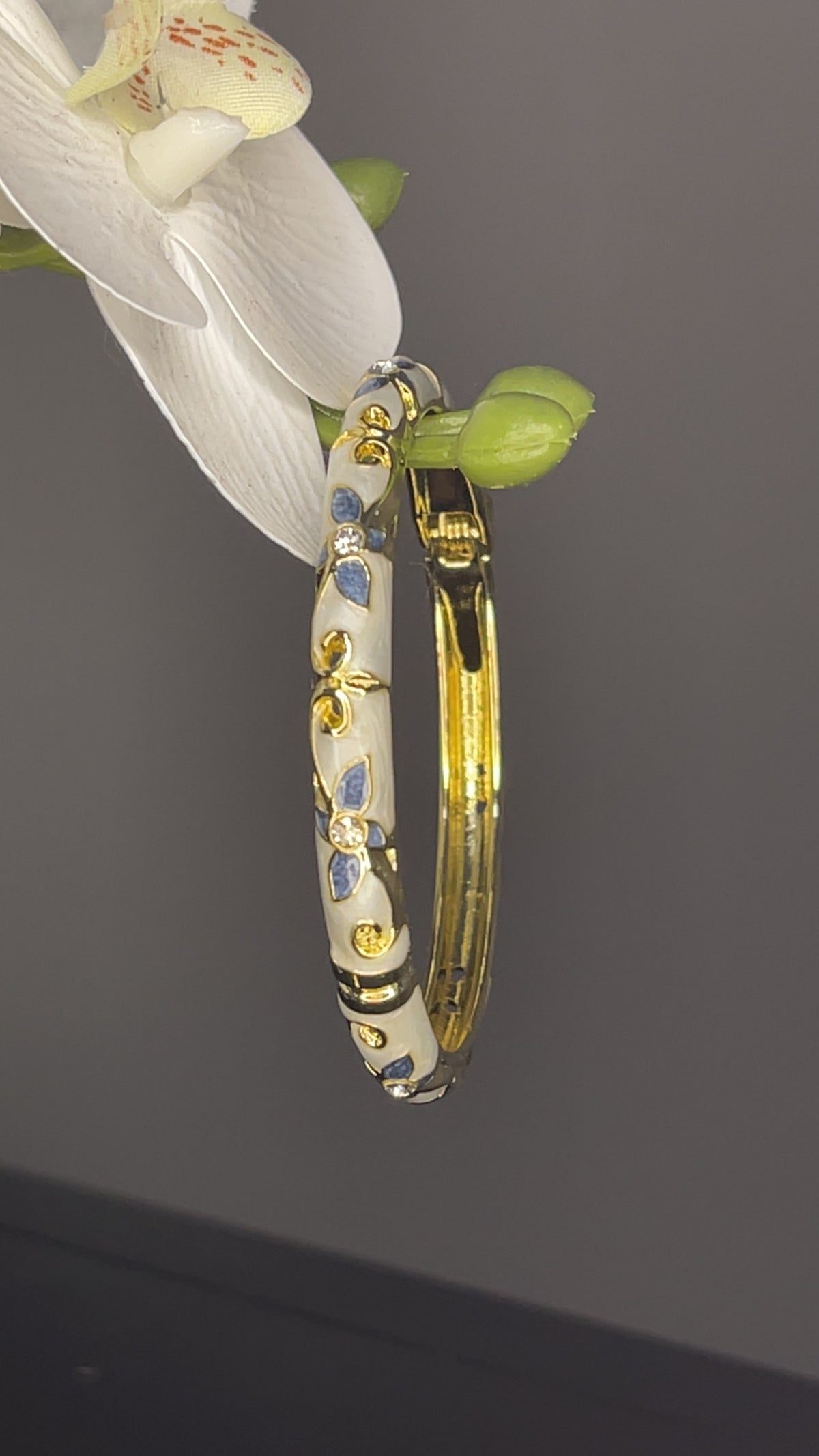Blue Blossom Crystal Bangle