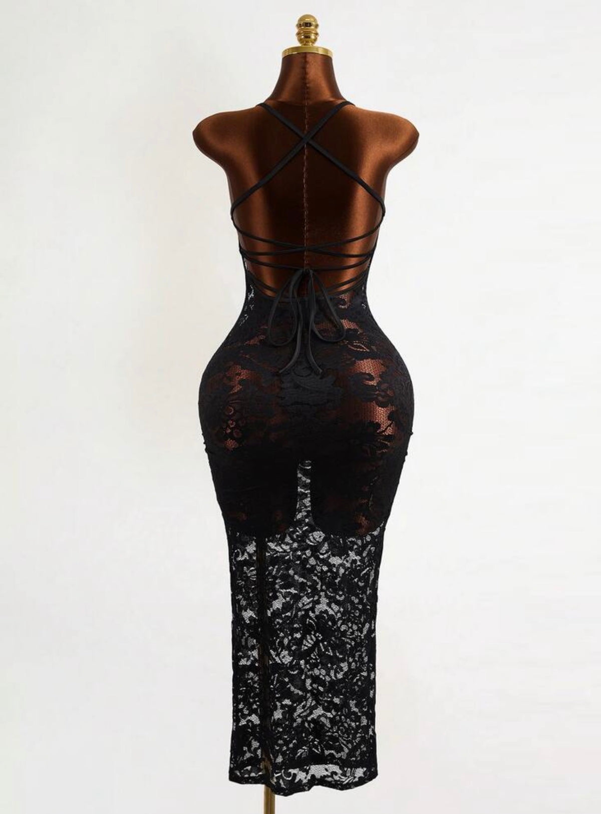 Velvet Nights Lace-Up Back Midi Dress
