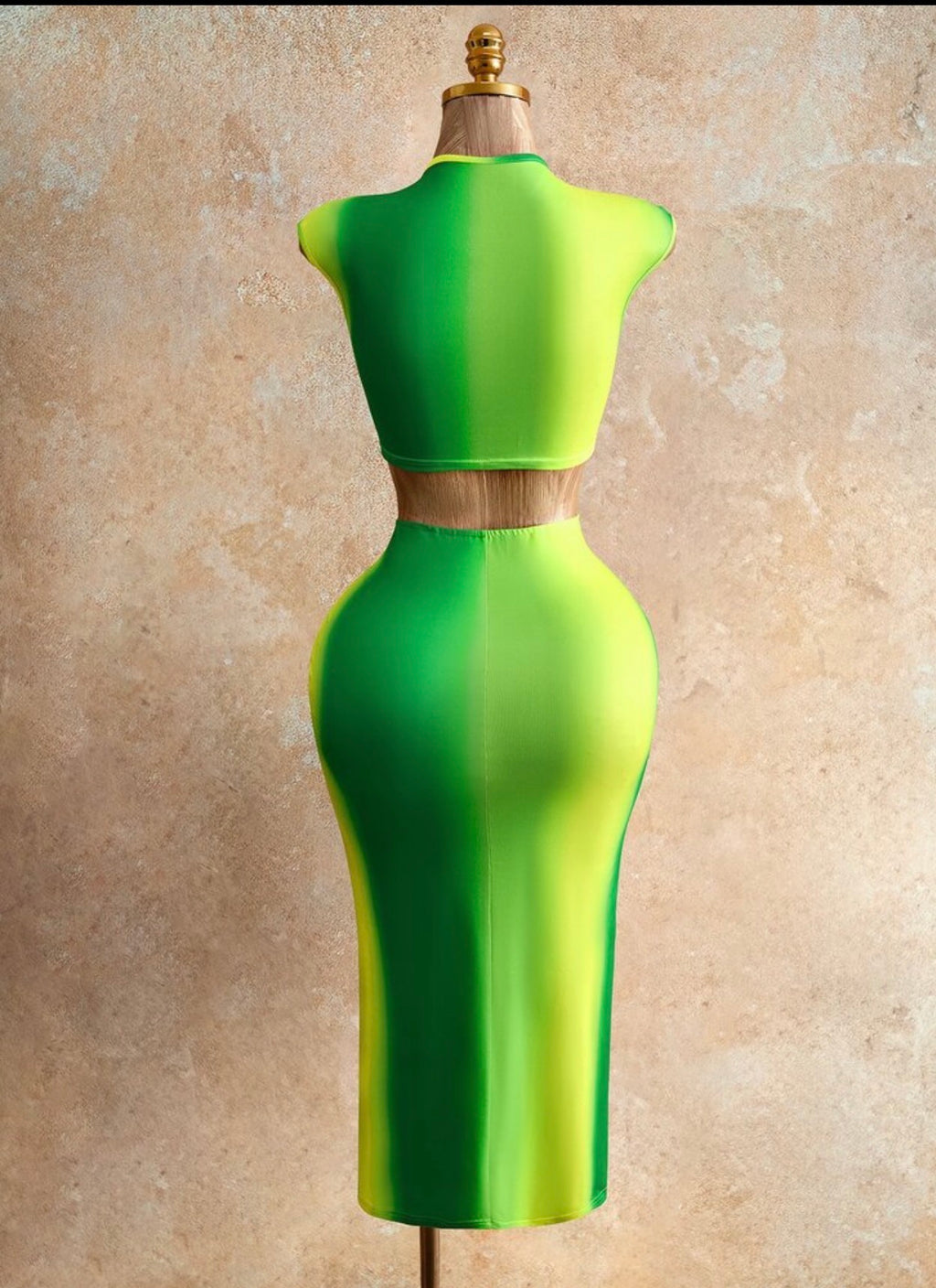Tropical Glow Two-Tone Bodycon Dress