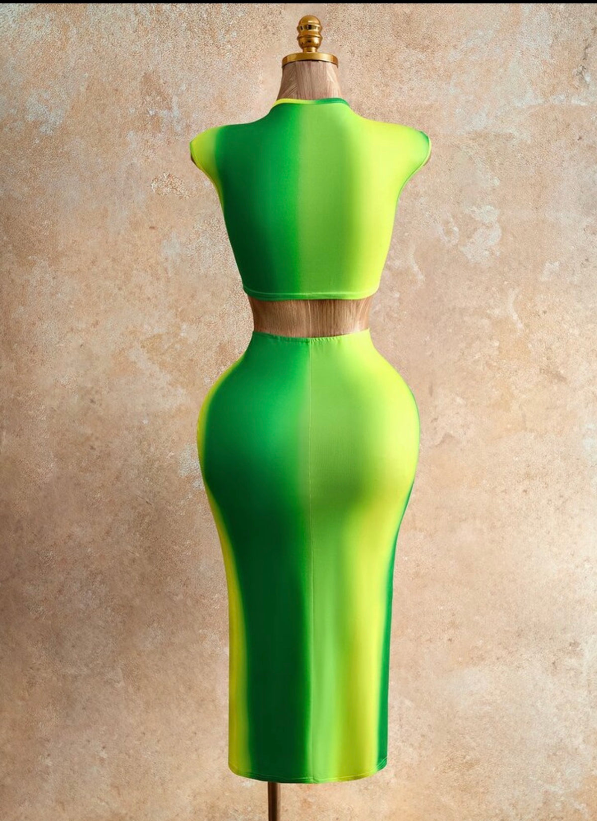 Tropical Glow Two-Tone Bodycon Dress