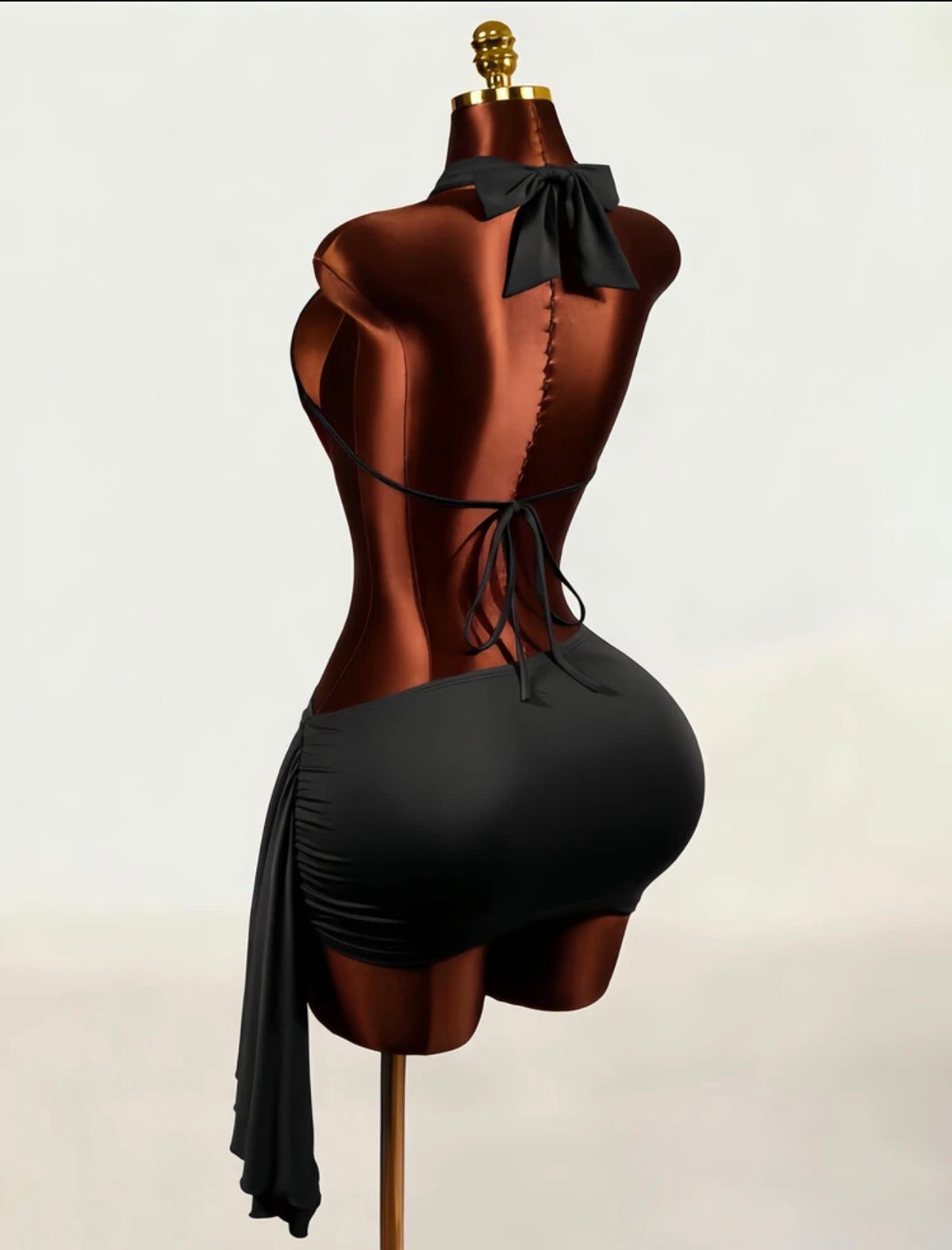 Midnight Allure Open-Back Ruched Mini Dress