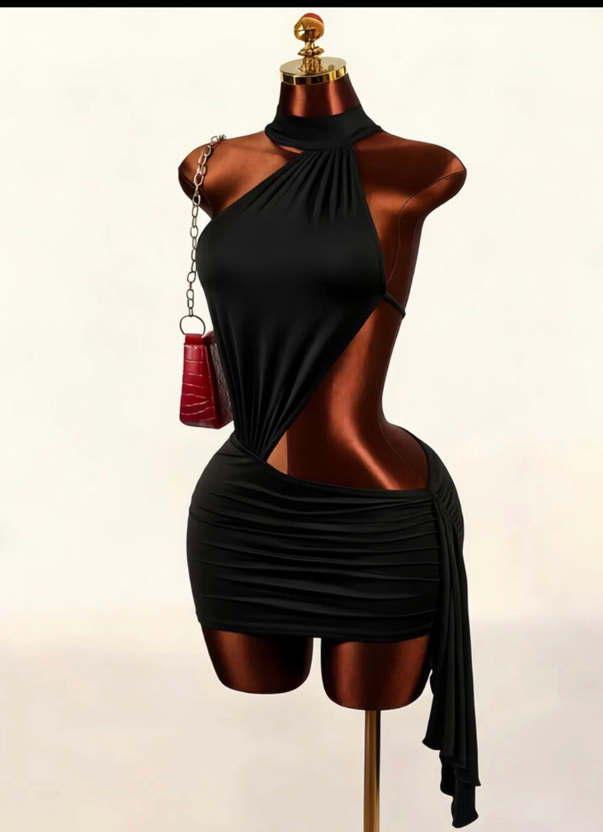 Midnight Allure Open-Back Ruched Mini Dress