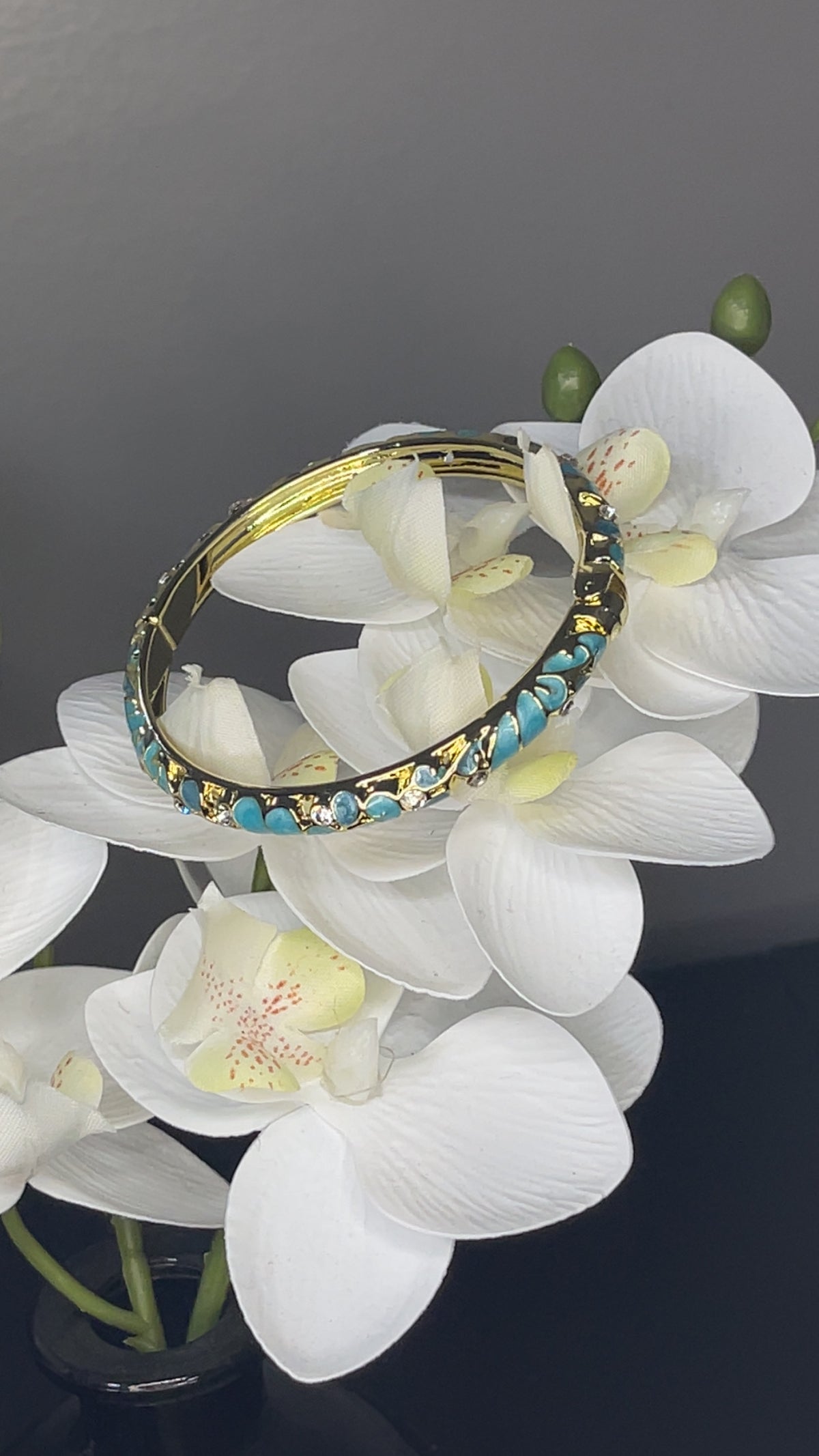 Turquoise Mosaic Crystal Bangle