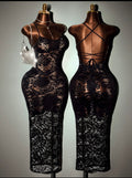 Velvet Nights Lace-Up Back Midi Dress