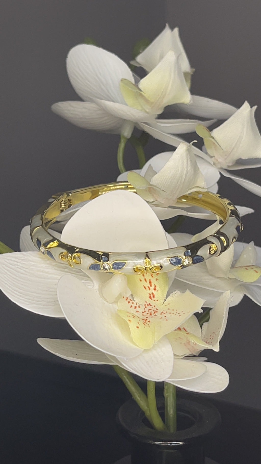 Blue Blossom Crystal Bangle