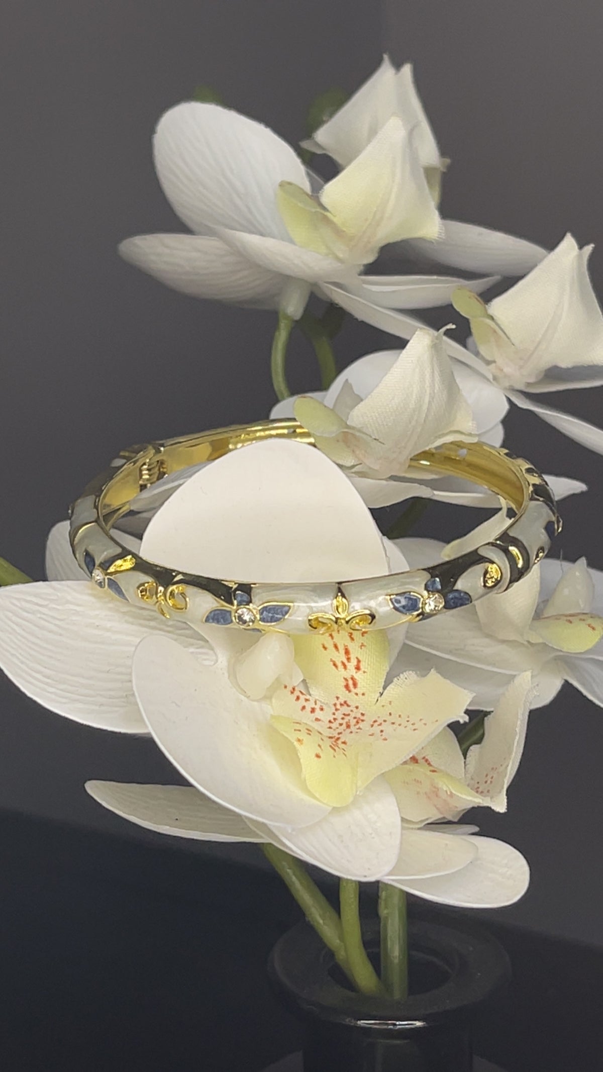 Blue Blossom Crystal Bangle