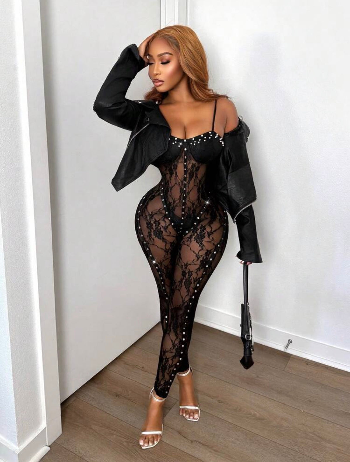 Black Diamond Illusion Lace Jumpsuit