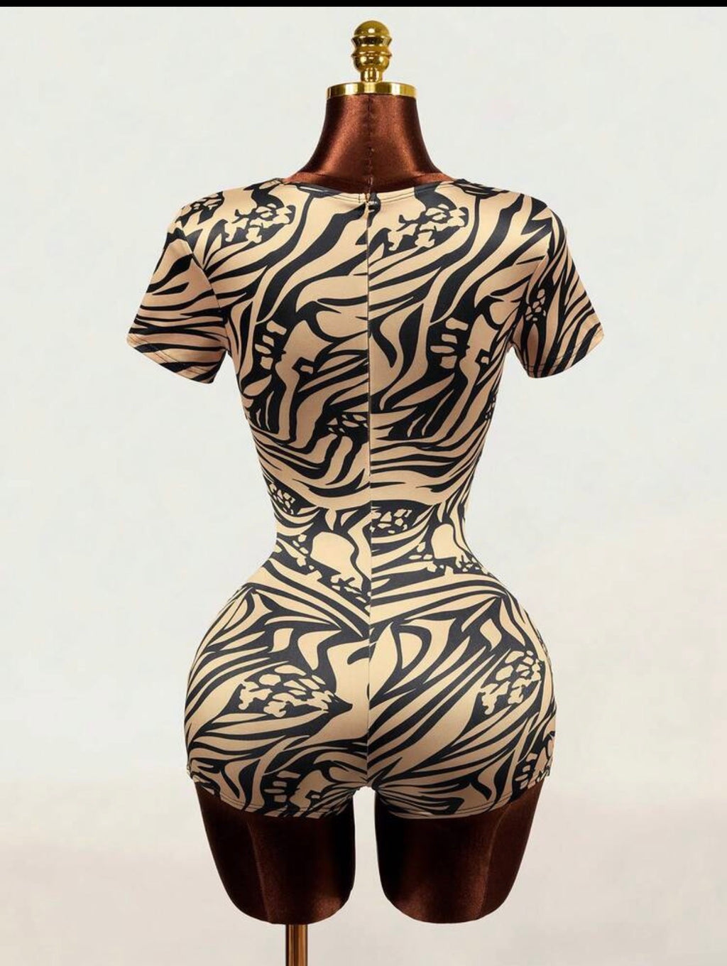Y2K Zebra Cutout Twist-Front Romper