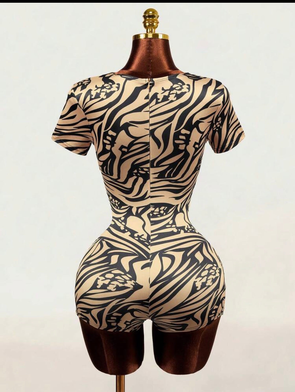 Y2K Zebra Cutout Twist-Front Romper