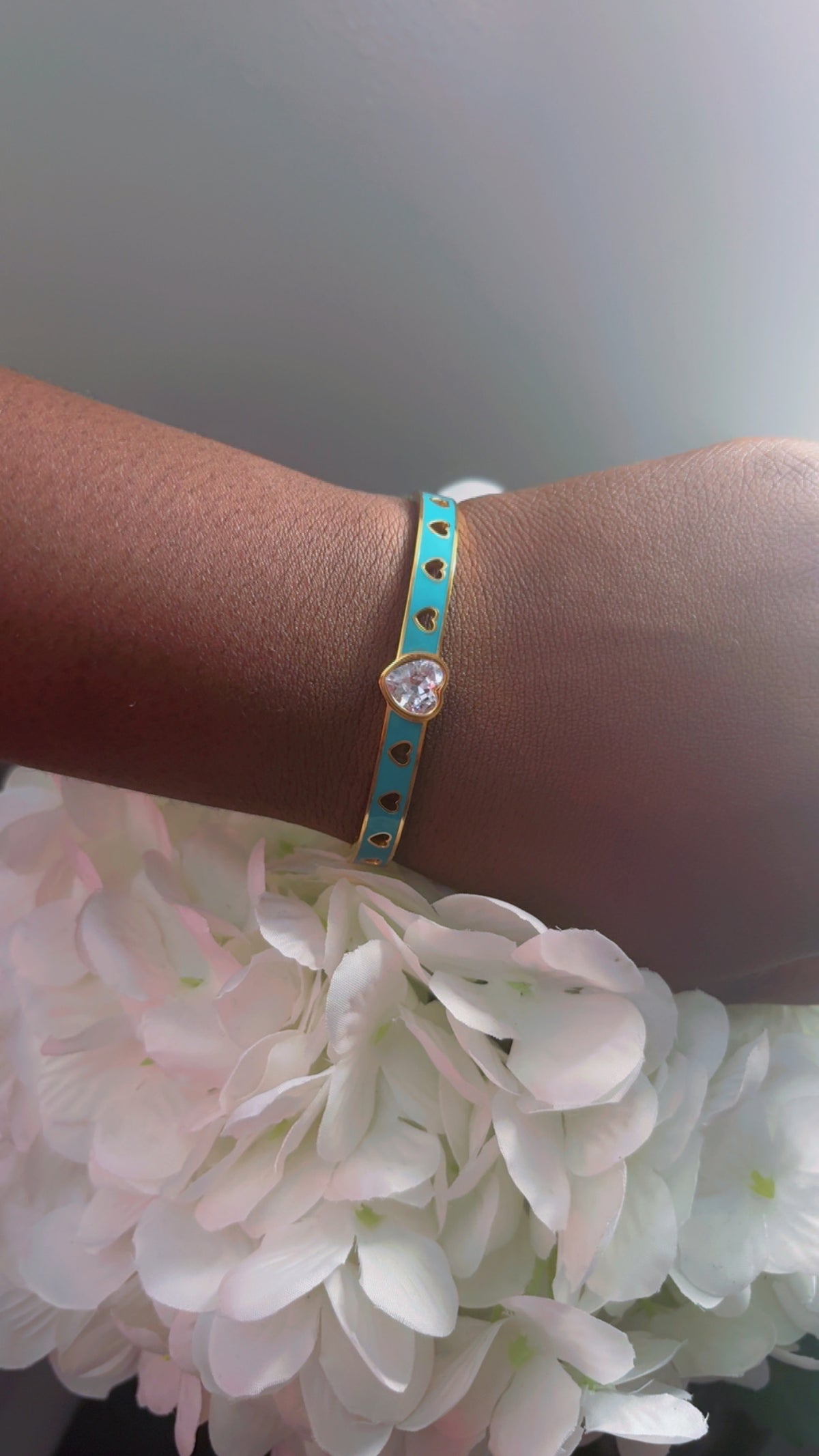 Turquoise Enamel Heart Bracelet