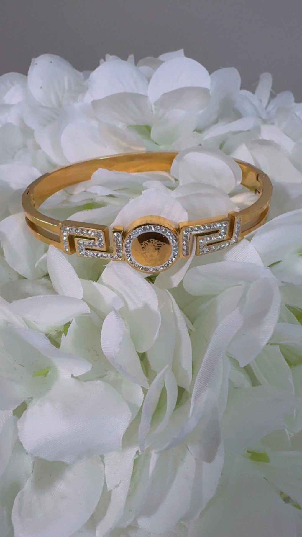 Greek Key Crystal Medallion Bracelet