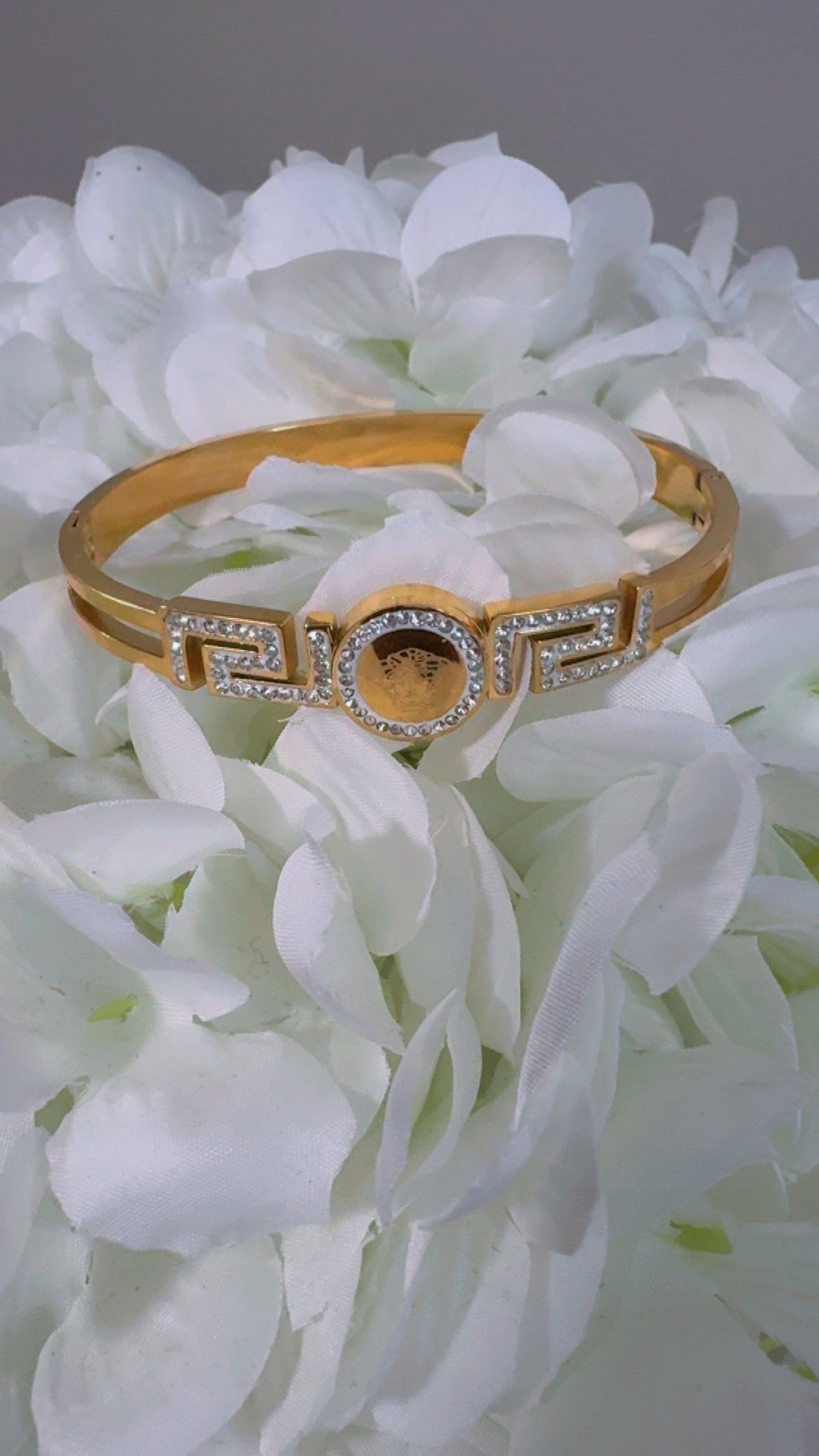 Greek Key Crystal Medallion Bracelet