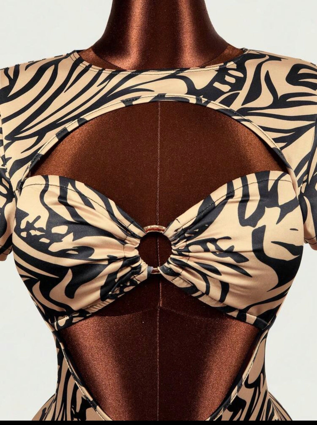 Y2K Zebra Cutout Twist-Front Romper