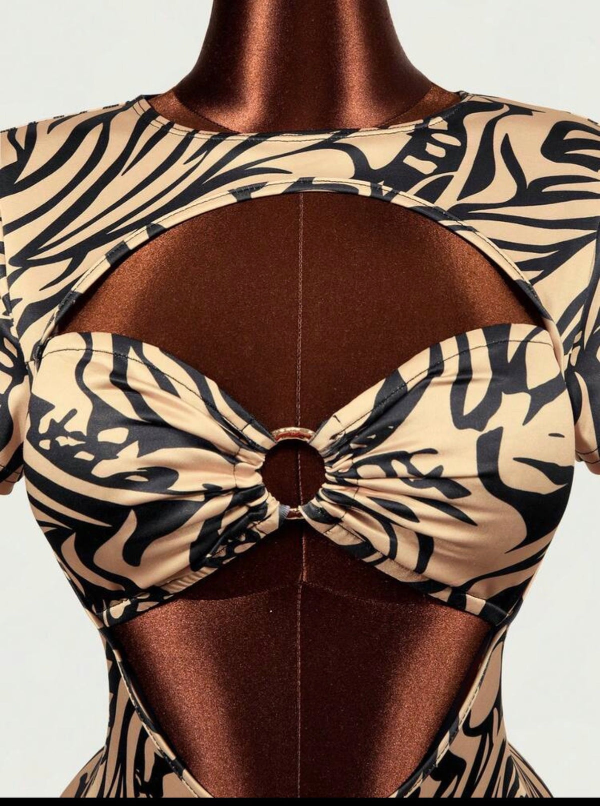 Y2K Zebra Cutout Twist-Front Romper